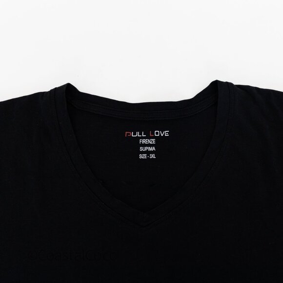 Set of 2 Pull Love Firenze Italian V-neck 3XL T-shirt 100% Supima Cotton Black - Picture 4 of 9
